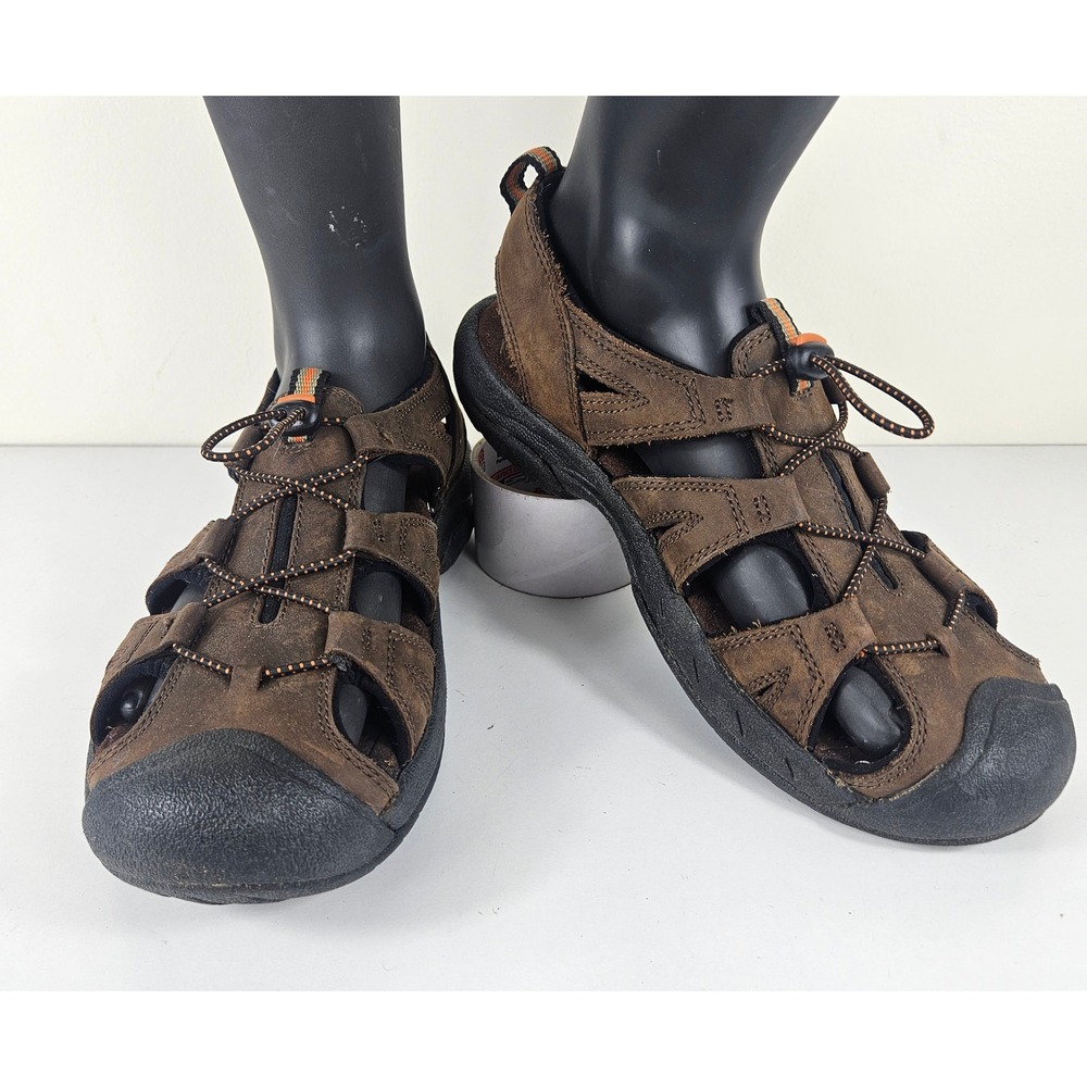 Alpine Design Mens 8 Brown Leather Fisherman Sandals Bungee Cord Hiking Shoes